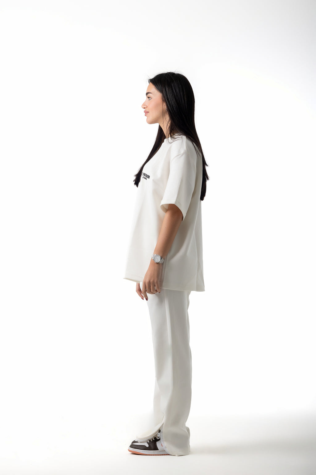 WHITE RELAXED FIT ZIPPED SWEATPANTS