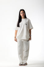 WHITE RELAXED FIT ZIPPED SWEATPANTS