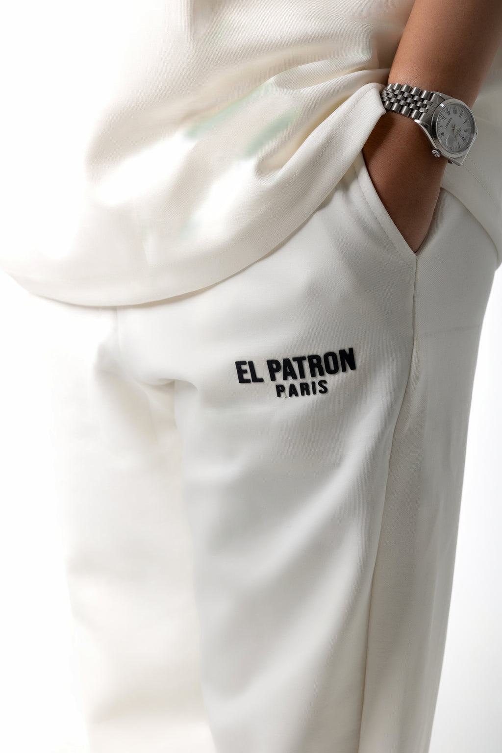 WHITE RELAXED FIT ZIPPED SWEATPANTS