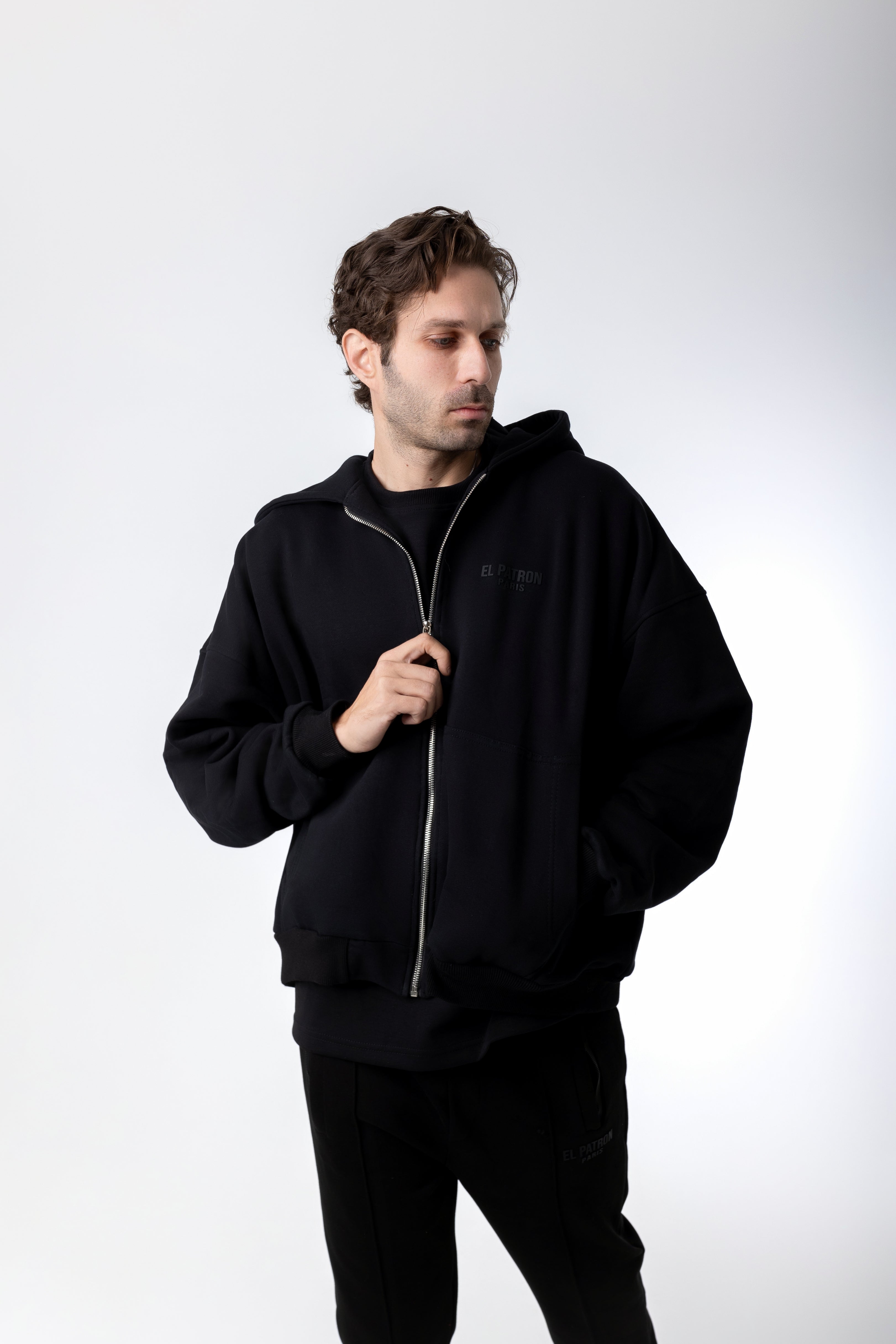 BLACK EPP ZIP-THROUH HOODIE