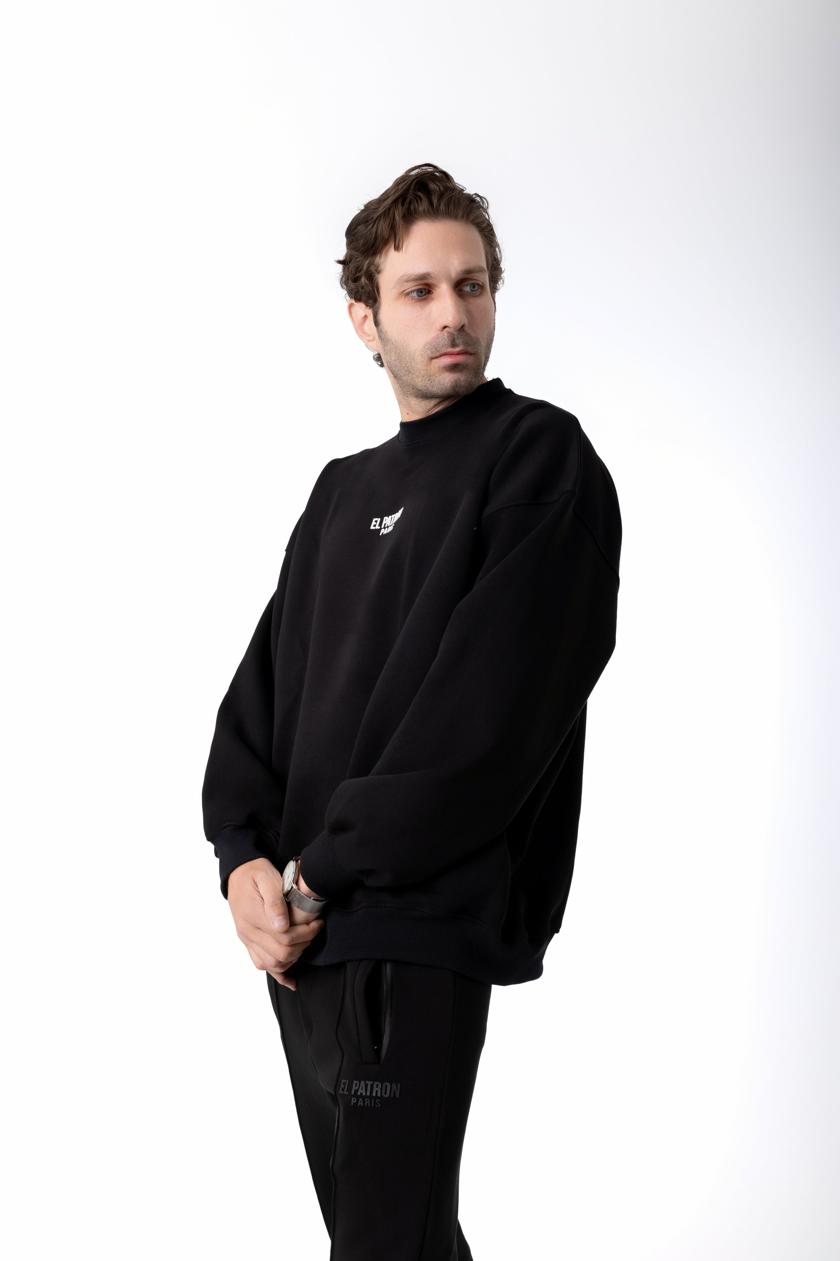 BLACK OVERSIZED EPP CREWNECK