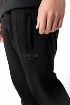 FRONT SEAM BLACK ZIPPED SWEATPANTS