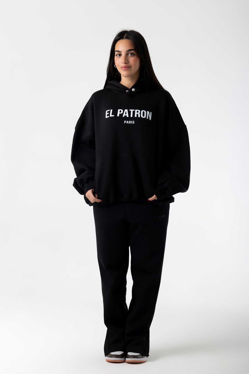 BLACK RELAXED FIT ZIPPED SWEATPANTS