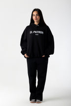 BLACK RELAXED FIT ZIPPED SWEATPANTS