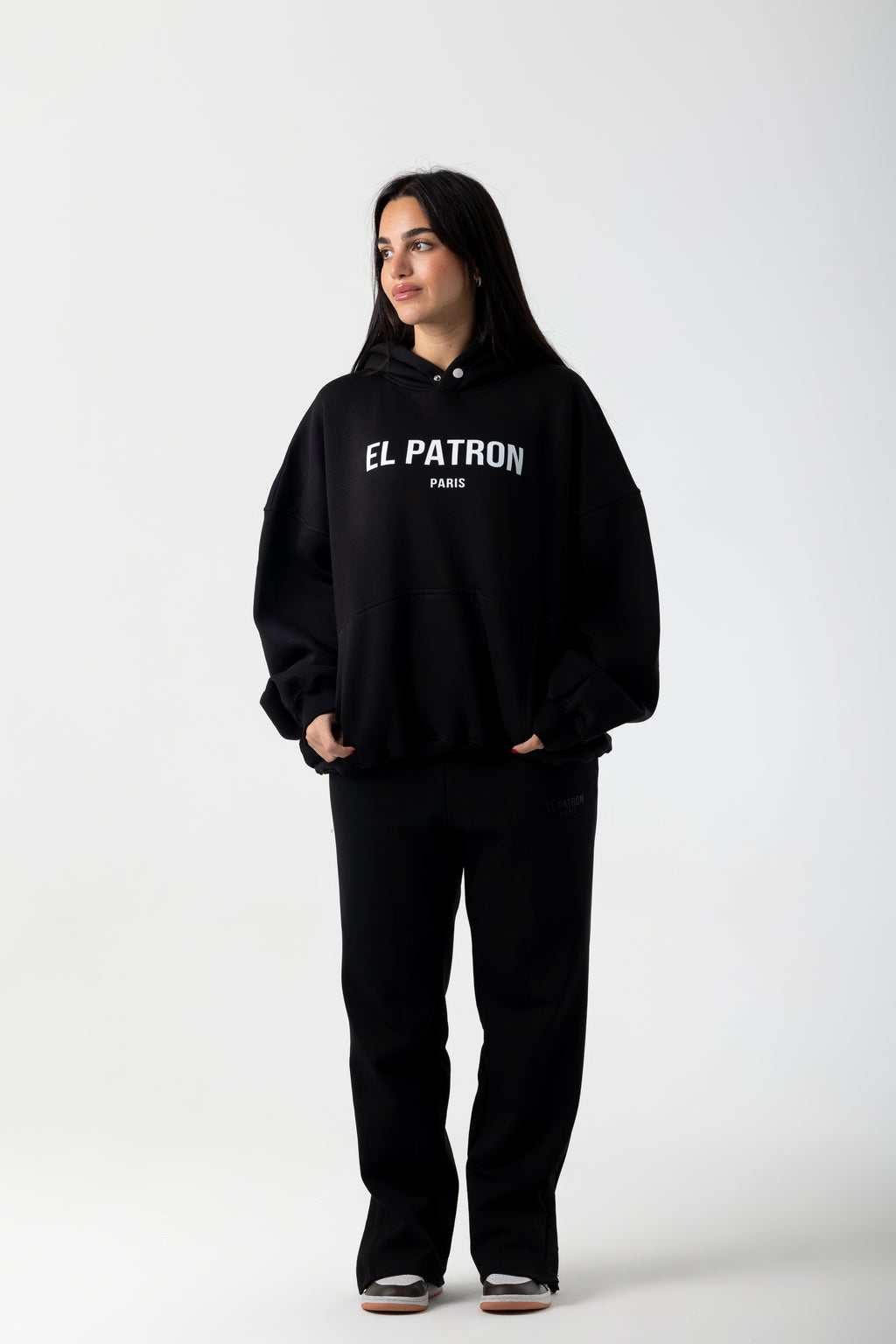 BLACK RELAXED FIT ZIPPED SWEATPANTS
